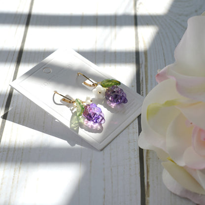 Watercolor Grape Earrings | Fruit Dangle Earrings