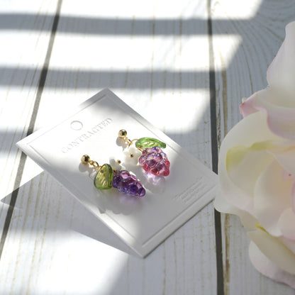 Watercolor Grape Earrings | Fruit Dangle Earrings