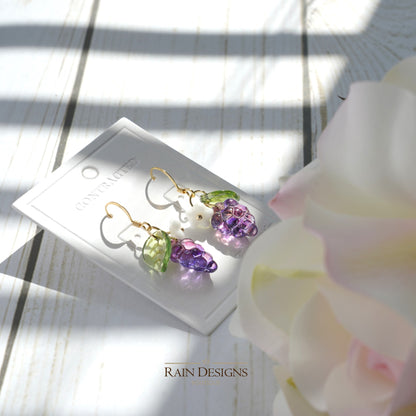 Watercolor Grape Earrings | Fruit Dangle Earrings