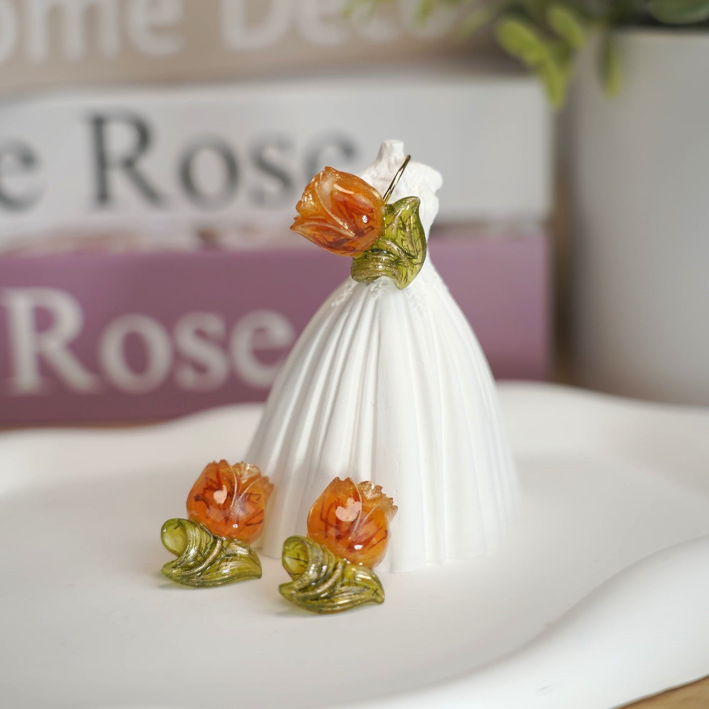 Tulip Flower Resin Stud Earrings