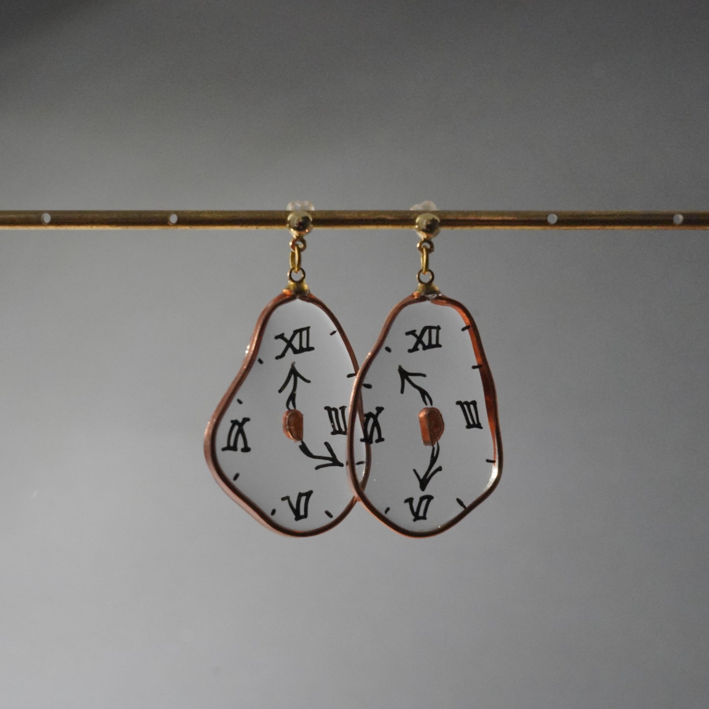 XL Melting Clocks Dangle Earrings | Hand-painted Dali's Soft Watches Earrings | Resin 925 Silver Modern Art Fun Earrings