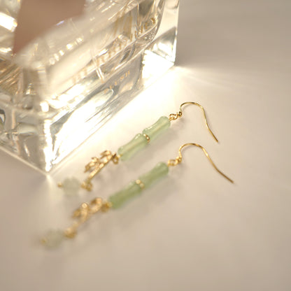 Bamboo Dangling Earrings | Natural Jade Bamboo Leaf Fun Earrings