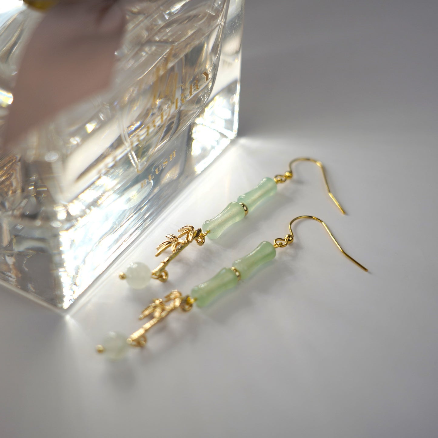 Bamboo Dangling Earrings | Natural Jade Bamboo Leaf Fun Earrings