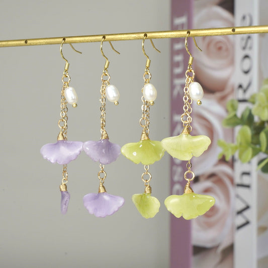 Sprinkle Ginkgo Leaf Earrings