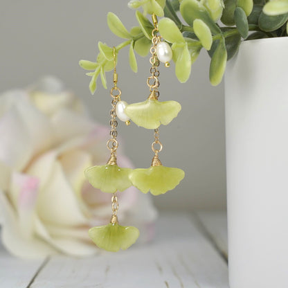 Sprinkle Ginkgo Leaf Earrings