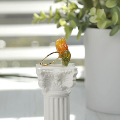 Tulip Flower Resin Open Ring