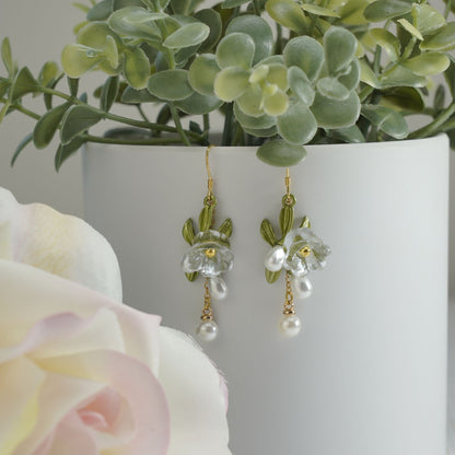 Crystal Resin Lily Dangle Earrings
