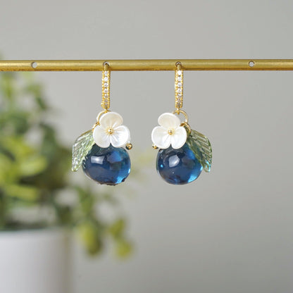 Blueberry Earrings| Handmade Resin Blueberry Fruit Earrings