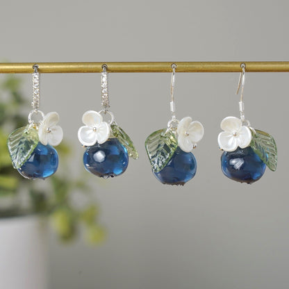 Blueberry Earrings| Handmade Resin Blueberry Fruit Earrings