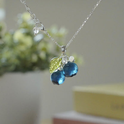 Custom Blueberry Necklace | Personalized Small Berry Cluster Fruit Necklace | Resin Art Gift