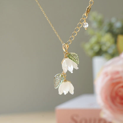Lily of the Valley Flower Necklace | Resin Floral Art Necklace | Gift for Her