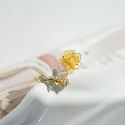 Rose Flower Open Ring | Resin Art Rose Floral Ring| Gift for Her
