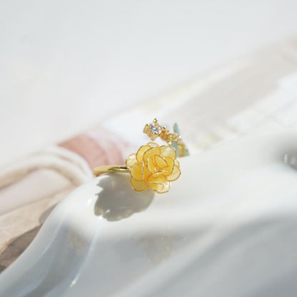 Rose Flower Open Ring | Resin Art Rose Floral Ring| Gift for Her
