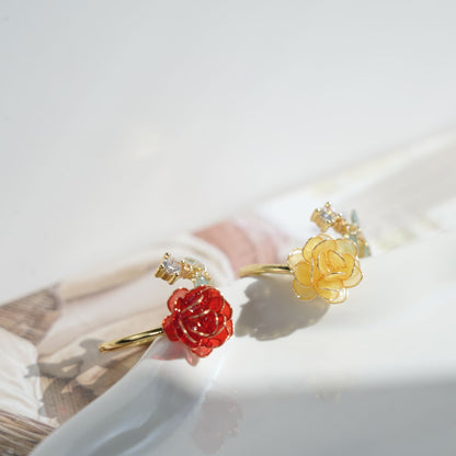 Rose Flower Open Ring | Resin Art Rose Floral Ring| Gift for Her