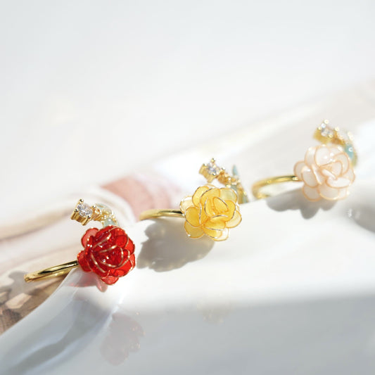 Rose Flower Open Ring | Resin Art Rose Floral Ring| Gift for Her