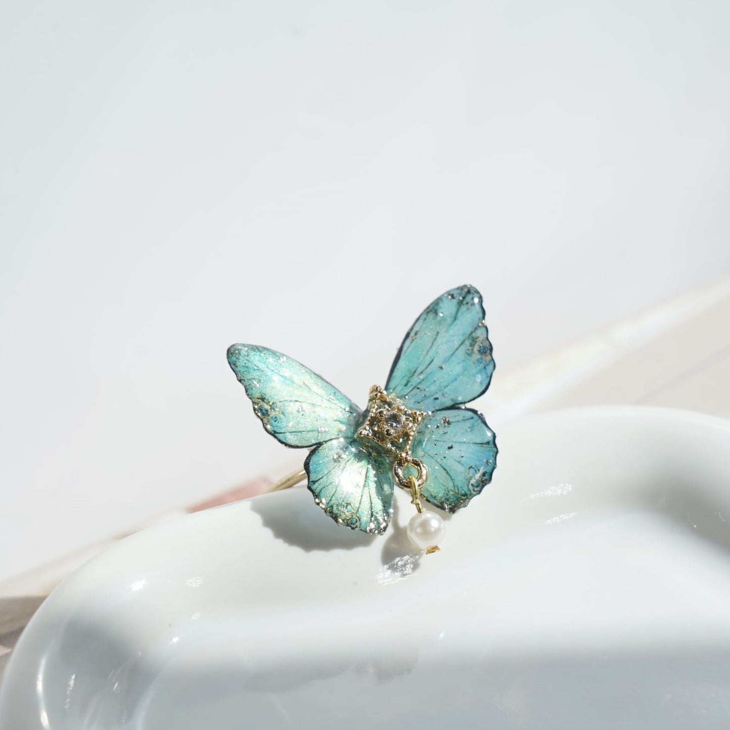 Sparkling Butterfly Open Ring | Shine Resin Butterfly Ring | Spring Summer Gift for Her