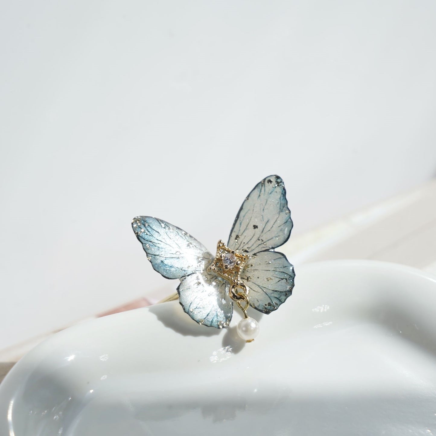 Sparkling Butterfly Open Ring | Shine Resin Butterfly Ring | Spring Summer Gift for Her