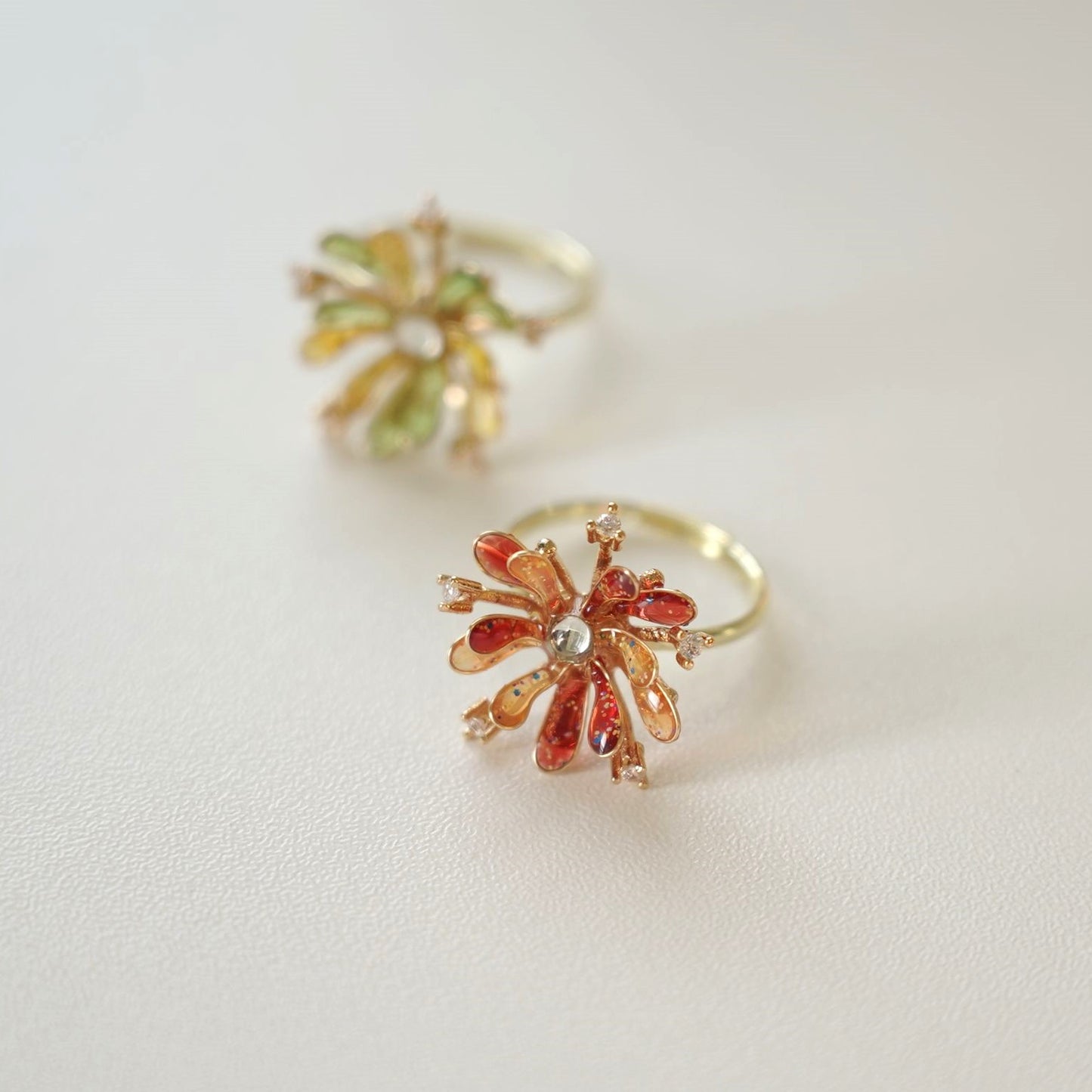 Firework Adjustable Rings| Silver Art Open Rings