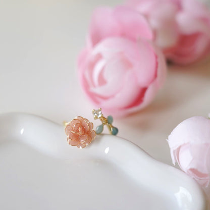 Rose Flower Open Ring | Resin Art Rose Floral Ring| Gift for Her