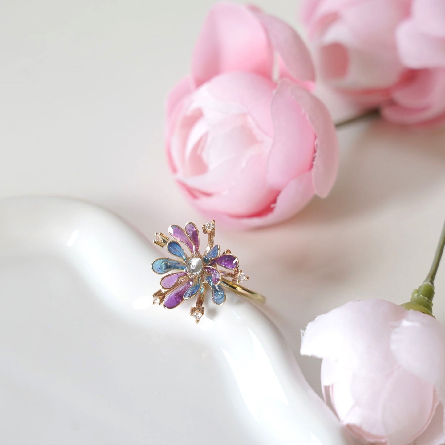 Firework Adjustable Rings| Silver Art Open Rings