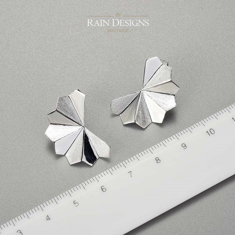 Gold and Silver Folding Fan Earrings