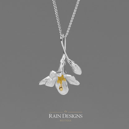 English Freesia 925 Silver Floral Necklace