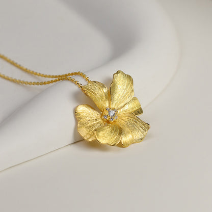 Peony Flower 925 Silver Necklace