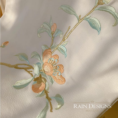 Peach Blossom Embroidery Tote Bag