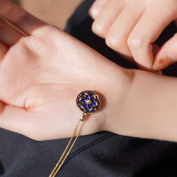 Gold Compass Lapis Lazuli Necklace