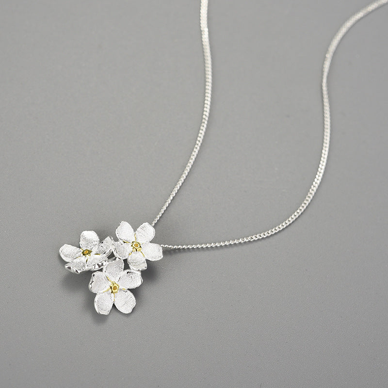 Forget-me-not Cluster Flower S925 Silver Earrings and Necklace
