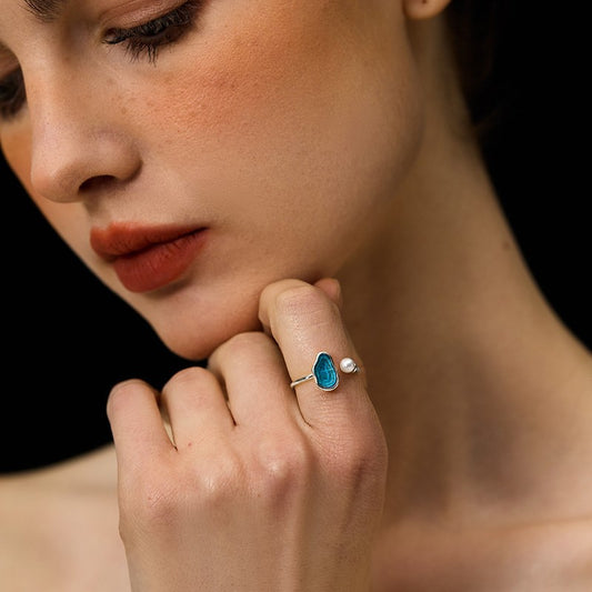 Lake Resin 925 Silver Rings