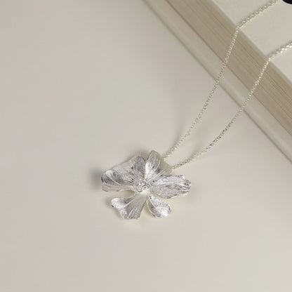 Peony Flower 925 Silver Necklace