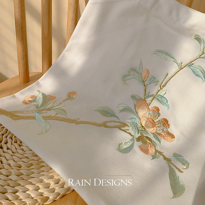 Peach Blossom Embroidery Tote Bag