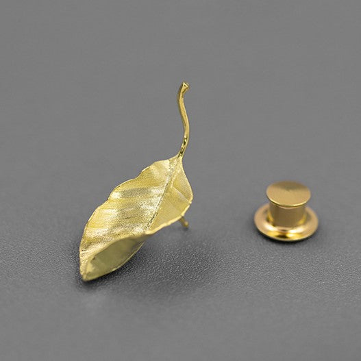 Gold Autumn Leaf 925 Silver Brooch