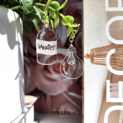 Pure Water Bottle Earrings | Light Bulb Dangle Earrings