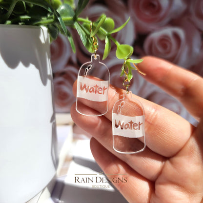 Pure Water Bottle Earrings | Light Bulb Dangle Earrings