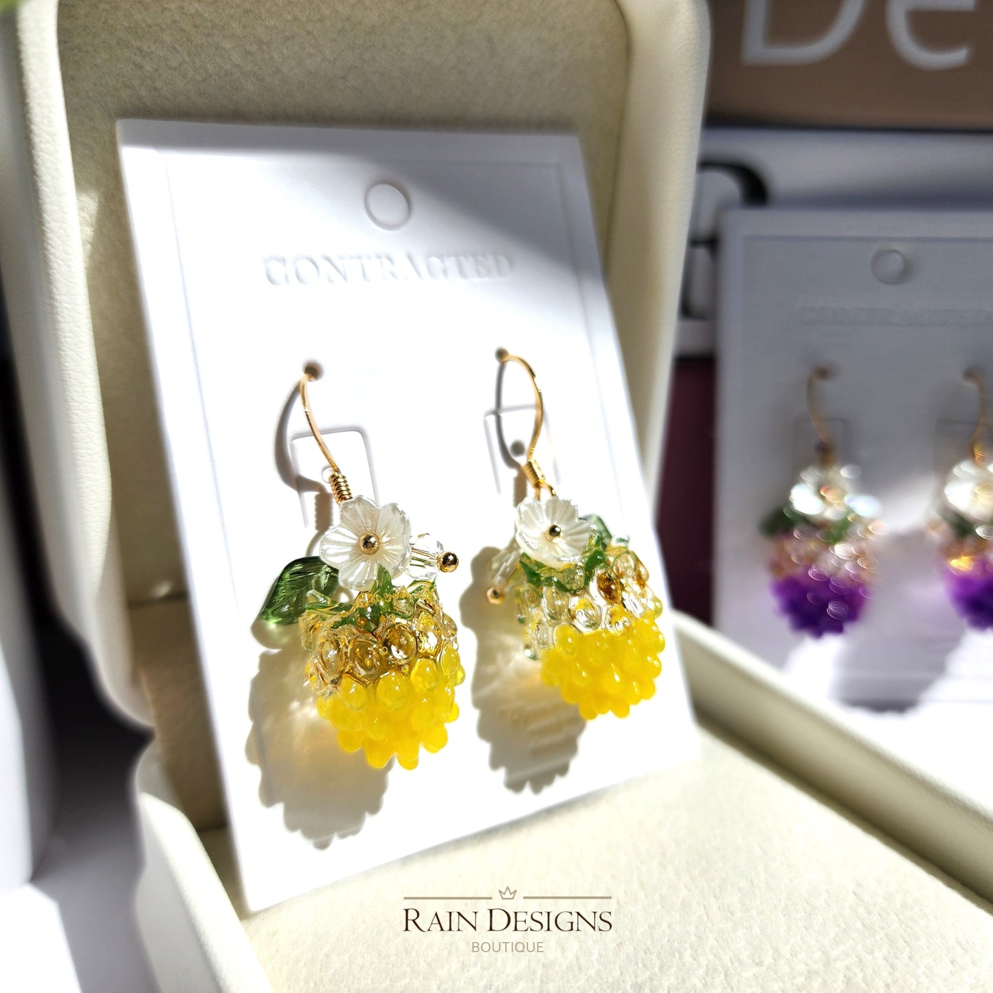 Resin Raspberry Fruit Dangle Earrings