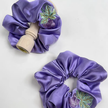 Grape Pattern Embroidered Scrunchies