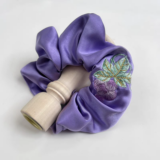 Grape Pattern Embroidered Scrunchies