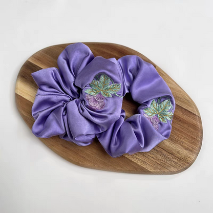 Grape Pattern Embroidered Scrunchies