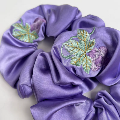 Grape Pattern Embroidered Scrunchies