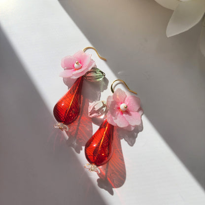 Flower vase earring-flower in pot-flower bouquet earrings-peony flowers in vase-daffodil flower in vase- floral earrings