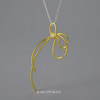 Gold vermeil handmade Knot necklace, 925 sterling silver art necklace, Gift for her