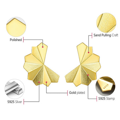 Gold and Silver Folding Fan Earrings