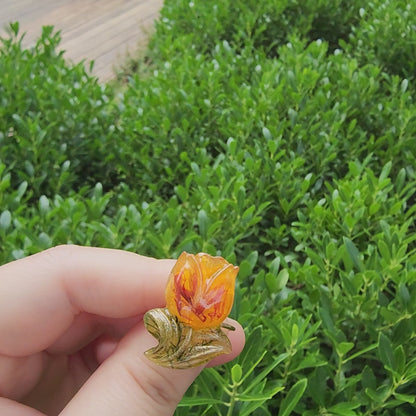 Tulip Flower Resin Open Ring