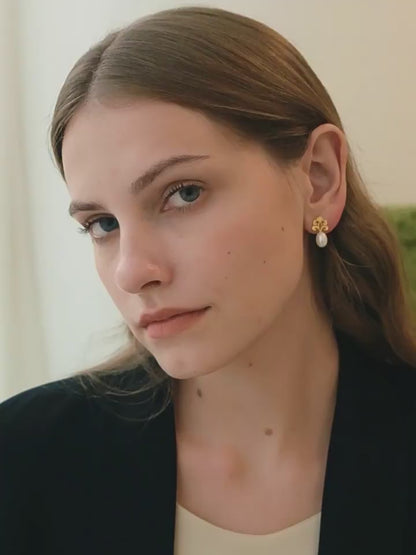 French Spring Pearl Stud Earrings