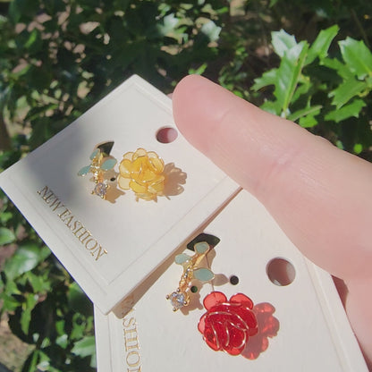 Rose Flower Open Ring | Resin Art Rose Floral Ring| Gift for Her