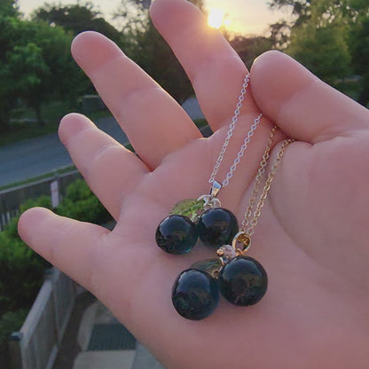 Custom Blueberry Necklace | Personalized Small Berry Cluster Fruit Necklace | Resin Art Gift