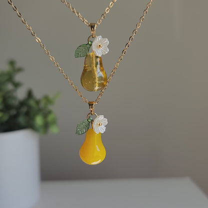 Custom Large Pear Glass Fruit Necklace