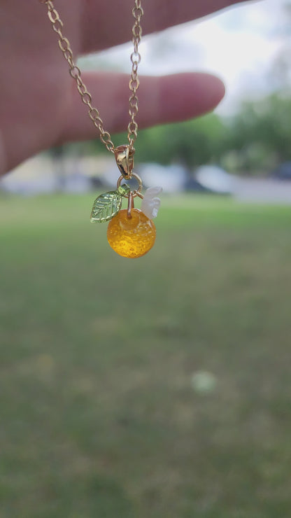 Custom Handmade Gold Orange Fruit Necklace